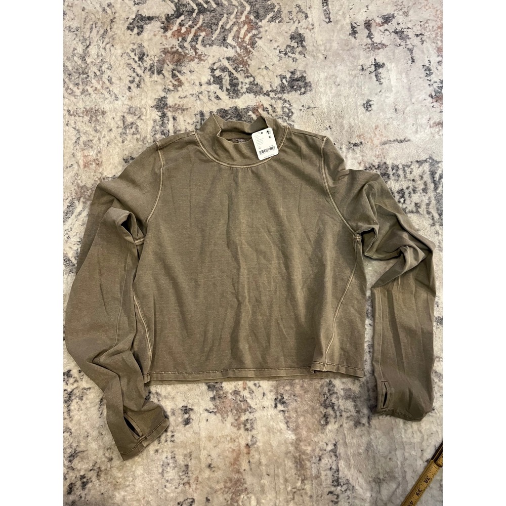 Free People Movement Driftwood Mock Neck Long Sleeve Top XL NWT C8636